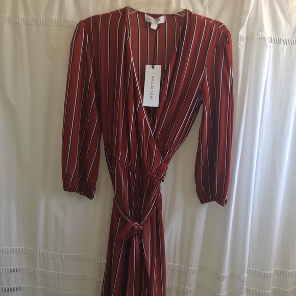 NWT Amour Vert Silk Wrap Dress - Picture 3 of 11